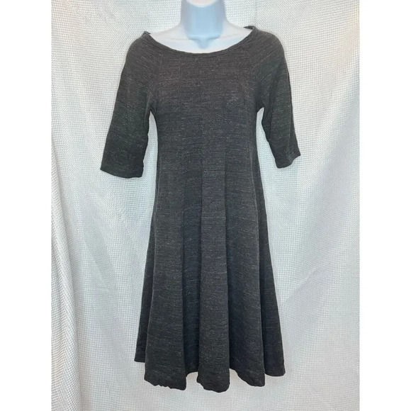 Ganni Womens Fit and Flare Midi Jersey Dress Scooped Neck Minimalist SIZE XS/S - Picture 1 of 6